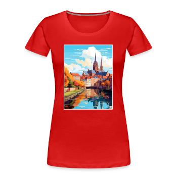Amiens Frankreich Vintage Reiseposter WPA Souvenir - Frauen Premium Bio T-Shirt - Rot - Vorne - Mia (176cm)