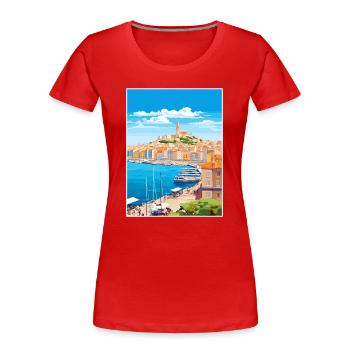 Marseillescape Frankreich Vintage Reiseposter WPA - Frauen Premium Bio T-Shirt - Rot - Vorne - Mia (176cm)