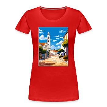 Fatima Portugal Vintage voyage affiche WPA Souvenir - T-shirt bio Premium Femme - rouge - Devant - Mia (176cm)