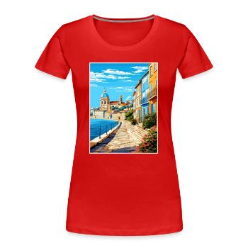 Coimbra Portugal Vintage Reiseposter Souvenir - Frauen Premium Bio T-Shirt - Rot - Vorne - Mia (176cm)