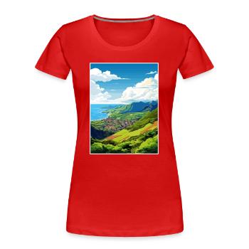 Madeira Portugal Vintage Reiseposter Souvenir - Frauen Premium Bio T-Shirt - Rot - Vorne - Mia (176cm)
