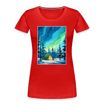 Lappland Nordlichter Insel Finnland Souvenir - Frauen Premium Bio T-Shirt - Rot - Vorne - Mia (176cm)