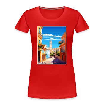 Cascais Portugal Vintage Reiseposter Souvenir - Frauen Premium Bio T-Shirt - Rot - Vorne - Mia (176cm)