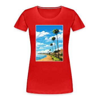Estoril Portugal Vintage Reiseposter Souvenir - Frauen Premium Bio T-Shirt - Rot - Vorne - Mia (176cm)