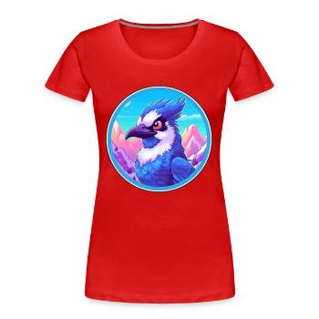 Blue Jay Watercolor Cartoon Kawaii Pet Animal Colo - Women's Premium Organic T-Shirt - red - Front - Mia (176cm)
