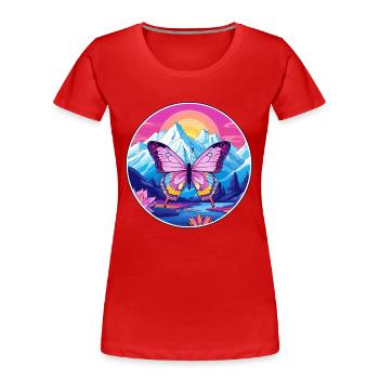 Schmetterling Aquarell Karikatur Kawaii Haustier Tier Col - Frauen Premium Bio T-Shirt - Rot - Vorne - Mia (176cm)