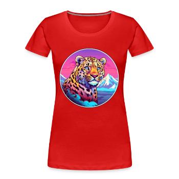 Léopard Aquarelle Dessin Animé Kawaii Animal De Compagnie Animal Couleur - T-shirt bio Premium Femme - rouge - Devant - Mia (176cm)