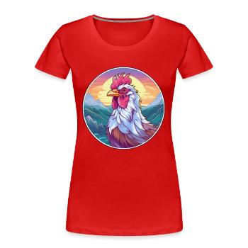 Coq Aquarelle Dessin Animé Kawaii Animal De Compagnie Animal Couleur - T-shirt bio Premium Femme - rouge - Devant - Mia (176cm)
