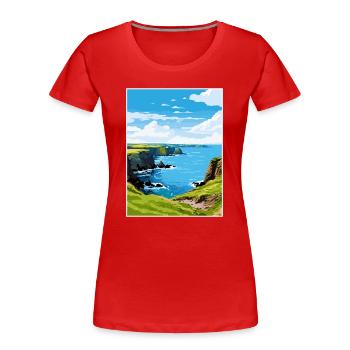 Mullion Cove Cornwall Vintage Travel Poster WPA - T-shirt bio Premium Femme - rouge - Devant - Mia (176cm)