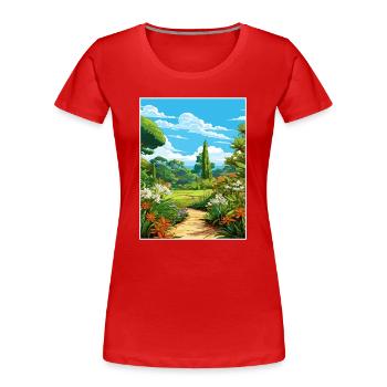 Trebah Garden Cornwall Affiche de voyage Vintage WPA - T-shirt bio Premium Femme - rouge - Devant - Mia (176cm)