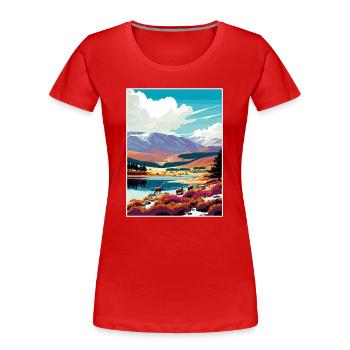 Cairngorms Schottland Vintage Reiseposter Souvenir - Frauen Premium Bio T-Shirt - Rot - Vorne - Mia (176cm)