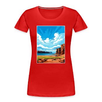 Isle Of Hoy Scotland Vintage Travel Poster WPA Art - Women's Premium Organic T-Shirt - red - Front - Mia (176cm)