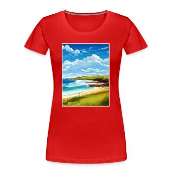 Sennen Cove Cornwall Vintage voyage affiche WPA Art - T-shirt bio Premium Femme - rouge - Devant - Mia (176cm)