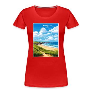 Sennen Cove Cornwall Vintage voyage affiche WPA Art - T-shirt bio Premium Femme - rouge - Devant - Mia (176cm)