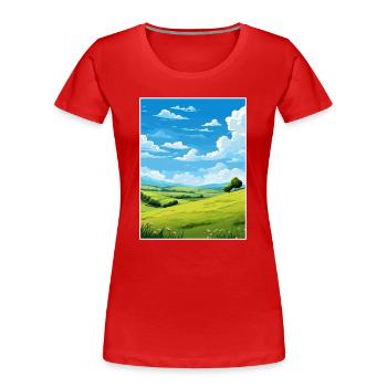 Mont Hawke Cornwall Vintage voyage affiche WPA Art - T-shirt bio Premium Femme - rouge - Devant - Mia (176cm)