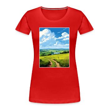 Tamar Valley Cornwall Vintage Travel Poster WPA - T-shirt bio Premium Femme - rouge - Devant - Mia (176cm)