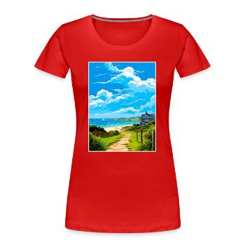 Polzeath Cornwall Vintage voyage affiche Souvenir - T-shirt bio Premium Femme - rouge - Devant - Mia (176cm)