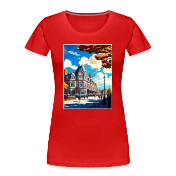 Harrogate England Vintage Reiseposter Souvenir - Frauen Premium Bio T-Shirt - Rot - Vorne - Mia (176cm)