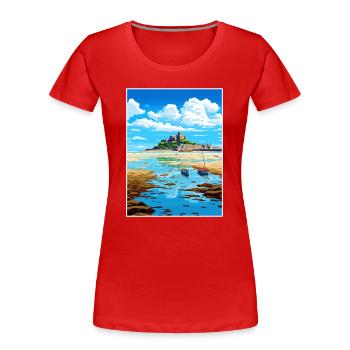 Marazion Cornwall Vintage voyage affiche Souvenir - T-shirt bio Premium Femme - rouge - Devant - Mia (176cm)