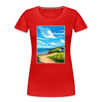 Polzeath Cornwall Vintage voyage affiche Souvenir - T-shirt bio Premium Femme - rouge - Devant - Mia (176cm)
