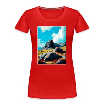 Glyder Fach gallois Vintage voyage affiche Souvenir - T-shirt bio Premium Femme - rouge - Devant - Mia (176cm)