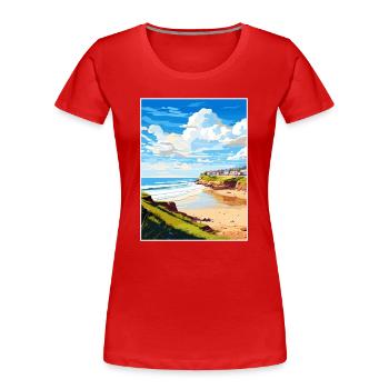 Polzeath Cornwall Vintage voyage affiche Souvenir - T-shirt bio Premium Femme - rouge - Devant - Mia (176cm)