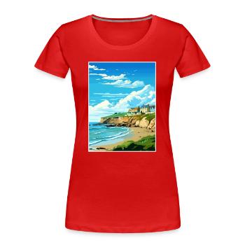 Portreath Cornwall Vintage voyage affiche Souvenir - T-shirt bio Premium Femme - rouge - Devant - Mia (176cm)