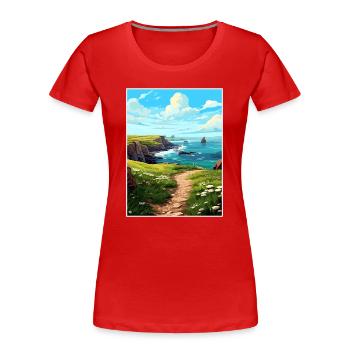 Lands End Cornwall Vintage voyage affiche Souvenir - T-shirt bio Premium Femme - rouge - Devant - Mia (176cm)