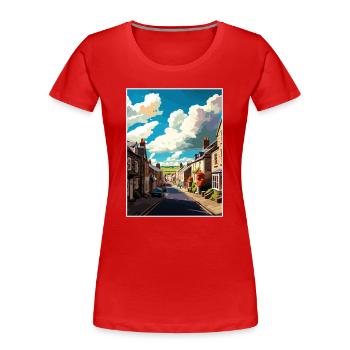 Grassington England Vintage Reiseposter Souvenir - Frauen Premium Bio T-Shirt - Rot - Vorne - Mia (176cm)