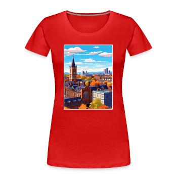 Manchester England Vintage Reiseposter Souvenir - Frauen Premium Bio T-Shirt - Rot - Vorne - Mia (176cm)