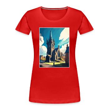 St Andrews Ecosse Vintage voyage affiche Souvenir - T-shirt bio Premium Femme - rouge - Devant - Mia (176cm)