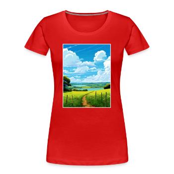 Mylor Cornwall Affiche de voyage vintage WPA Souvenir - T-shirt bio Premium Femme - rouge - Devant - Mia (176cm)