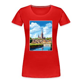 Truro Cornwall Vintage voyage affiche WPA Souvenir - T-shirt bio Premium Femme - rouge - Devant - Mia (176cm)