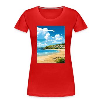 Porth Cornwall Vintage voyage affiche WPA Souvenir - T-shirt bio Premium Femme - rouge - Devant - Mia (176cm)
