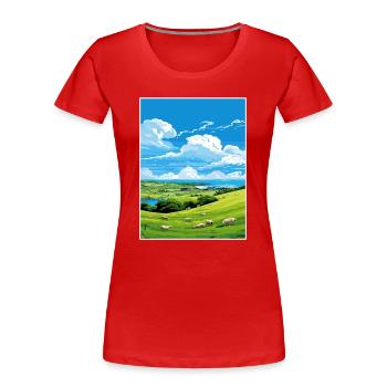 St Day Cornwall Vintage voyage affiche WPA Souvenir - T-shirt bio Premium Femme - rouge - Devant - Mia (176cm)