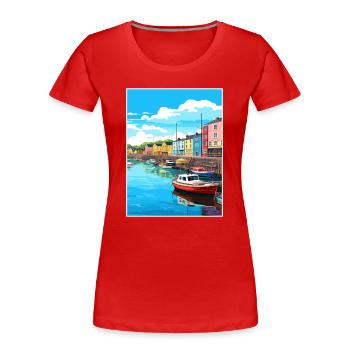 Plymouth England Vintage Reiseposter Souvenir - Frauen Premium Bio T-Shirt - Rot - Vorne - Mia (176cm)