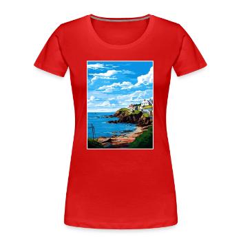 Portloe Cornwall Vintage voyage affiche Souvenir - T-shirt bio Premium Femme - rouge - Devant - Mia (176cm)
