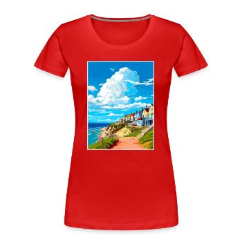 Newquay Cornwall Vintage voyage affiche Souvenir - T-shirt bio Premium Femme - rouge - Devant - Mia (176cm)