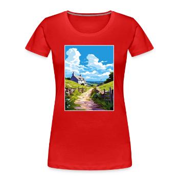 St Neot Cornwall Vintage voyage affiche Souvenir - T-shirt bio Premium Femme - rouge - Devant - Mia (176cm)