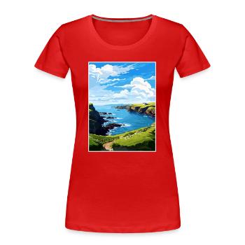 Mullion Cornwall Vintage voyage affiche Souvenir - T-shirt bio Premium Femme - rouge - Devant - Mia (176cm)