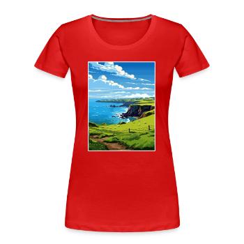 Mullion Cornwall Vintage voyage affiche Souvenir - T-shirt bio Premium Femme - rouge - Devant - Mia (176cm)