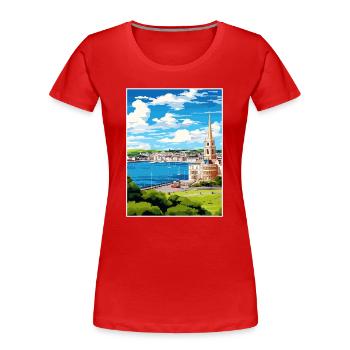Plymouth England Vintage Reiseposter Souvenir - Frauen Premium Bio T-Shirt - Rot - Vorne - Mia (176cm)