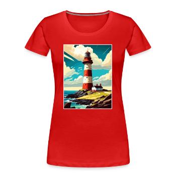 Plymouth England Vintage Reiseposter Souvenir - Frauen Premium Bio T-Shirt - Rot - Vorne - Mia (176cm)