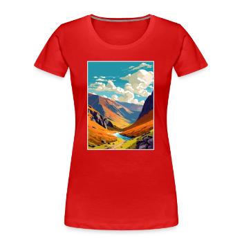 Helvellyn Cumbria Vintage Reiseposter Souvenir - Frauen Premium Bio T-Shirt - Rot - Vorne - Mia (176cm)