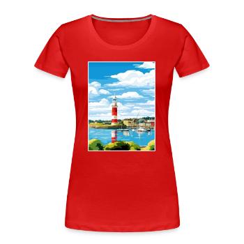 Plymouth England Vintage Reiseposter Souvenir - Frauen Premium Bio T-Shirt - Rot - Vorne - Mia (176cm)