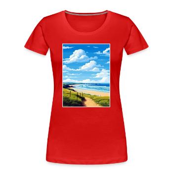 Polzeath Cornwall Vintage voyage affiche Souvenir - T-shirt bio Premium Femme - rouge - Devant - Mia (176cm)