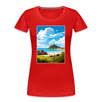 Marazion Cornwall Vintage voyage affiche Souvenir - T-shirt bio Premium Femme - rouge - Devant - Mia (176cm)