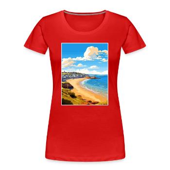Penzance Cornwall Vintage voyage affiche Souvenir - T-shirt bio Premium Femme - rouge - Devant - Mia (176cm)