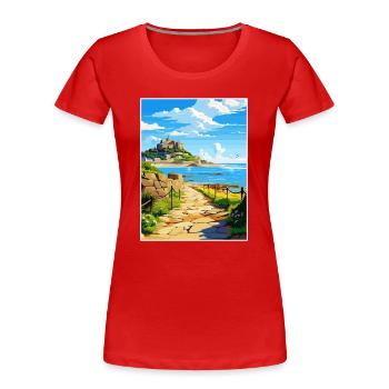Marazion Cornwall Vintage voyage affiche Souvenir - T-shirt bio Premium Femme - rouge - Devant - Mia (176cm)