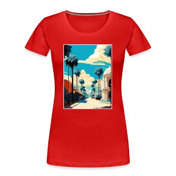 Beverly Hills Californie Vintage voyage affiche WPA - T-shirt bio Premium Femme - rouge - Devant - Mia (176cm)